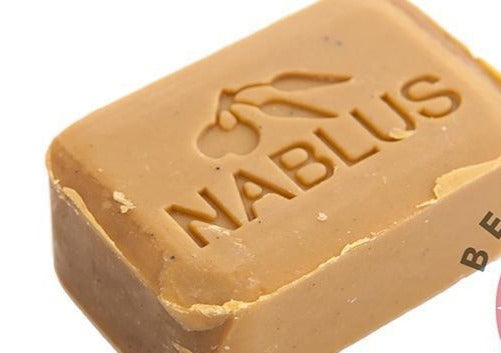 Pure olive oil soap from Nablus Holy Land, three quarter view of the religious piece