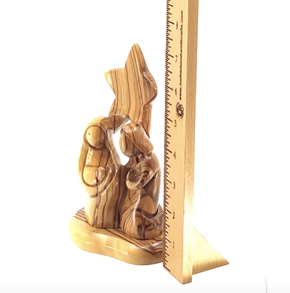 Holy Family "Nativity Star" Wooden Carving, 7.1" Abstract