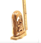 Olive wood nativity scene hand carved in Bethlehem, 7.3 inch three quarter view of the religious piece