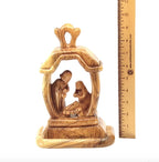 Nativity Scene with The Holy Family, 9.4" Olive Wood Carving from Holy Land, Abstract Christmas Standing Ornament
