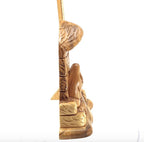 Olive wood nativity scene hand carved in Bethlehem, 8.5 inch back view of the olive wood sculpture