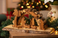 Rustic Nativity Scene Handmade from Polished Olive Wood Sticks , 5.5"