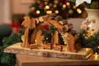 Rustic Nativity Scene Handmade from Polished Olive Wood Sticks , 5.5"
