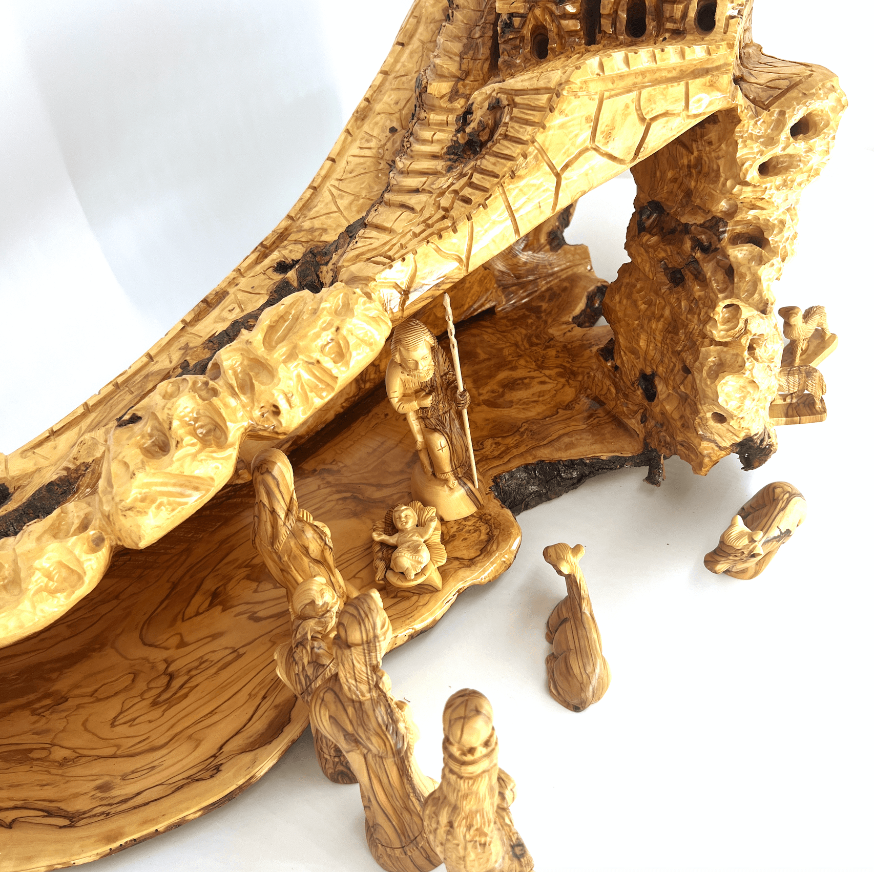 Unique Natural Olive Wood Nativity Scene from Olive Wood in Bethlehem