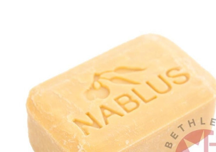 Pure olive oil soap from Nablus Holy Land, close detail of the hand carved work