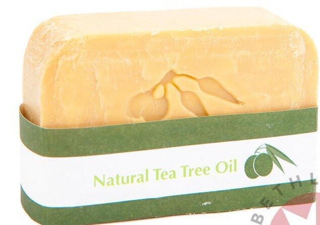 Pure olive oil soap from Nablus Holy Land, side angle of the olive oil soap sculpture