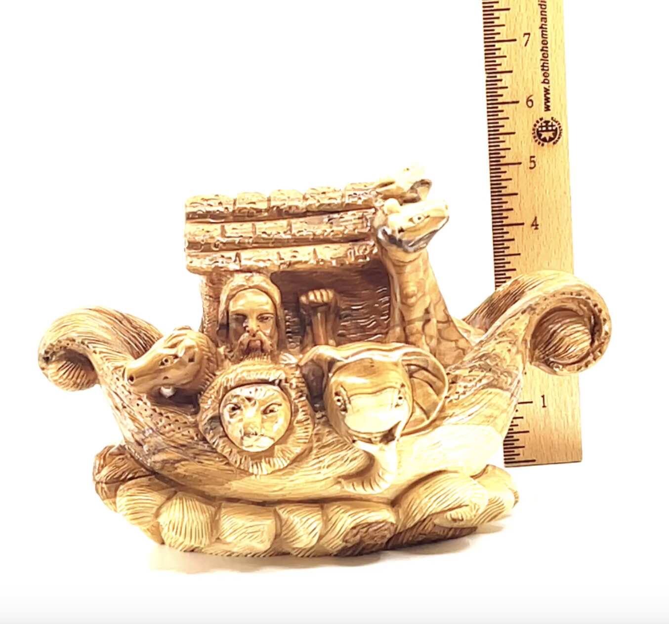Noah's Ark with Animals Carving 4.5" Olive Wood Hand Carved Statue from the Holy Land