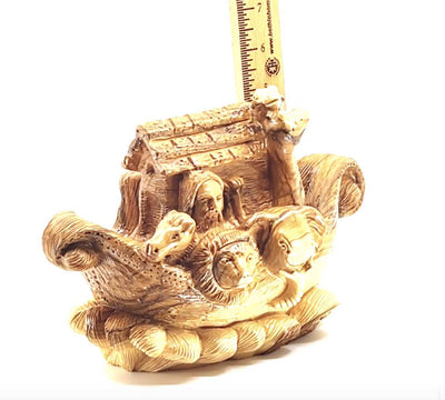 Noah's Ark with Animals Carving 4.5" Olive Wood Hand Carved Statue from the Holy Land