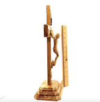 Standing Crucifix, 13.5" with 2.5" Base, Holy Land Olive Wood with 5 souvenirs