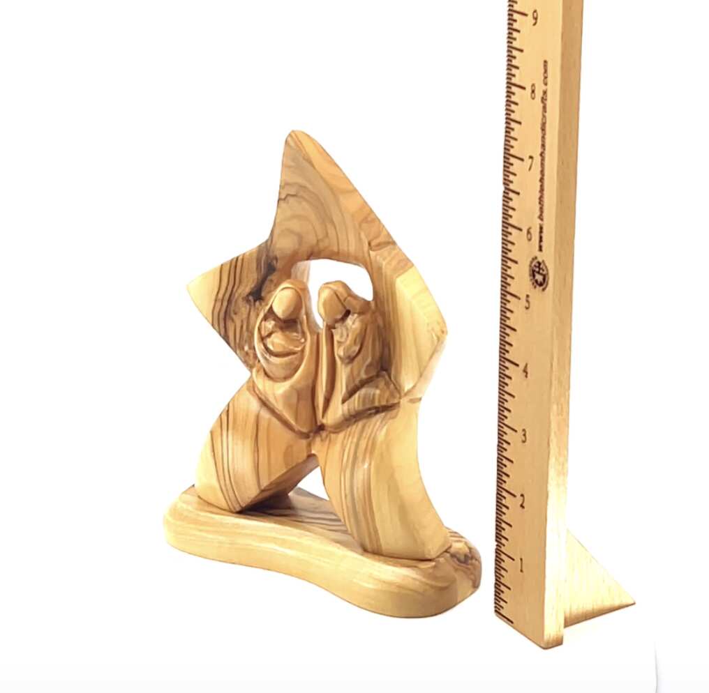 Nativity Manager Scene with The Holy Family " Star Shaped", 6.7" Olive Wood Ornament from Holy Land