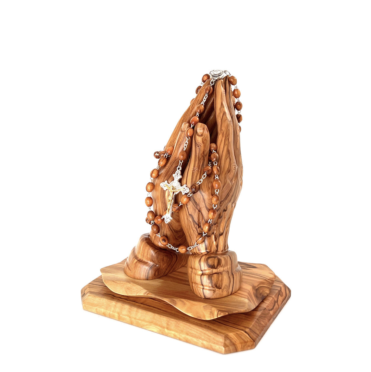 Olive wood crucifix hand carved in Bethlehem, 16.5 inch back view of the olive wood sculpture