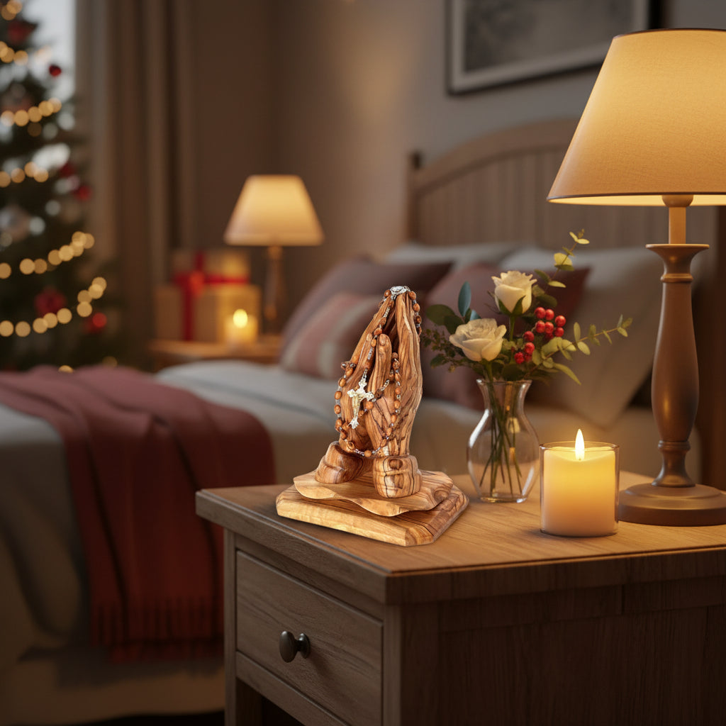 Rosary, 22.4",  Smooth Oval Beads, Holy Land Olive Wood