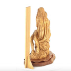 Pieta Figurine, Olive Wood Carving, 17.7" Statue from Bethlehem