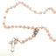 Rosary with Pink Crystal Beads, Metal Chain with 2" Crucifix, Made in Bethlehem
