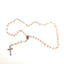 Rosary with Pink Crystal Beads, Metal Chain with 2" Crucifix, Made in Bethlehem