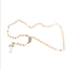 Rosary, Pink Crystal Beads, 18.5", Metal Chain, Bethlehem Handmade