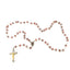 Rosary with Pink Stone Beads, Heavy Coral Stone Prayer Beads on Metal Chain, 2" Crucifix