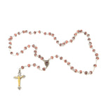 Rosary, Pink Beads, 22.4", Metal Chain, Bethlehem Handmade