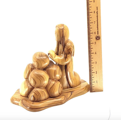 Jesus Christ "Agony in the Garden" Carving, 7.5" Olive Wood Carved Abstract