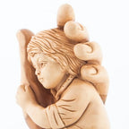 religious olive wood statue hand carved in Bethlehem, 6.5 inch lifestyle photo on display