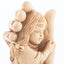 Girl Being Protected by the Hand of God Carving Sculpture from Olive Wood with Mahogany Base