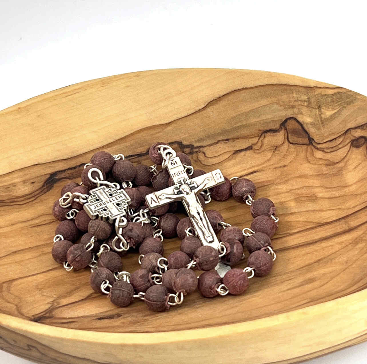 Rosary with Rose Petal Beads, Metal Chain, Real Rose Petals used to make Beads