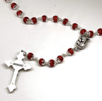 Olive wood rosary hand made in Bethlehem Holy Land, 22.4 inch top angle showing detail of the craftsmanship