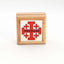 Square Jerusalem Cross Printed Hand Carved Olive Wood Box (Jerusalem)