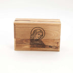 Virgin Mary Rosary or Ring Box (Jerusalem) Engraved Olive Wood from Holy Land