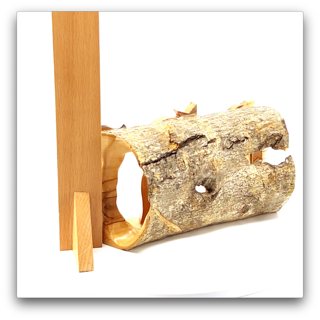 Rustic Nativity Scene with Natural Bark, 7" Olive Wood from Bethlehem