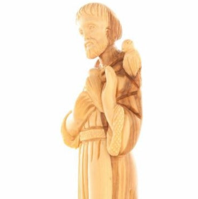 St Francis of Assisi Statue Parton of Ecology Hand Carved Olive Wood from Holy Land 9.8"