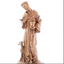 Saint Francis of Assisi with Bird on Hand, Standing next to a Young Deer, Tall Church Sculpture Biblical Inspired Hand Made Figurine, Cross Tied Around Waist 