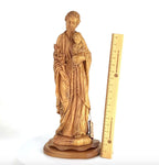 Jesus Christ statue hand carved from Bethlehem olive wood, 25.6 inch side angle of the olive wood sculpture