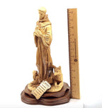 St. Francis Assisi with Animals Statue 13.4" Hand Carved Olive Wood from Holy Land