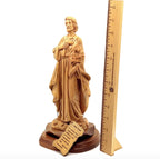 St. Joseph Holding Lily Flower, 11.2" Olive Wood Carved Statue