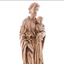 Saint Joesph Holding the Holy Child Jesus Christ and Lily Flower Carved Statue from Olive Wood with Natural Grain 