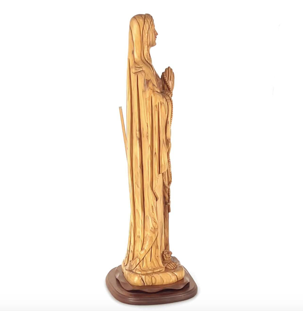 Car mirror olive wood rosary from Bethlehem Holy Land, 30 inch detail of the carved figure