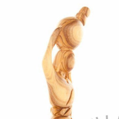 The Samaritan Woman meeting Jesus at the Water Wall Carrying Pot, Carving in Olive Wood