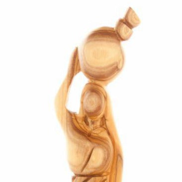 religious olive wood statue hand carved in Bethlehem, 8.6 inch scale reference view
