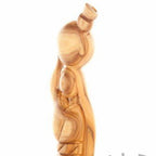 religious olive wood statue hand carved in Bethlehem, 8.6 inch three quarter view of the religious piece