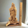 Jesus Christ "The Good Shepherd" Statue, 12.6" Carved from Holy Land Olive Wood in Bethlehem