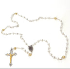 Rosary, Sterling Silver Plated Beads, 20.9", Metal Chain with 2" Crucifix