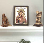 Virgin Mary Holding Child Jesus , Silver Plated Icon, Wall Hanging with Wooden Frame