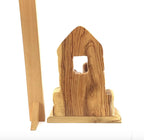 Olive wood nativity scene hand carved in Bethlehem, 8.5 inch natural light photo of the piece