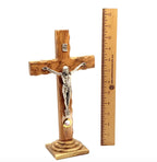 Standing Crucifix, 11", 14 Stations Engraved, Holy Land Olive Wood