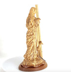 Good Shepherd statue hand carved from Bethlehem olive wood, 18.5 inch scale reference view