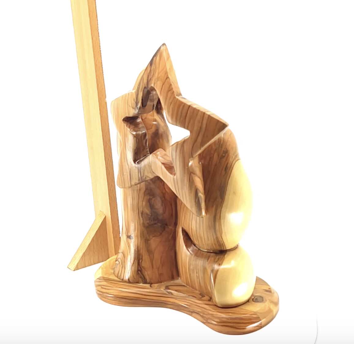 Nativity Scene with Holy Family and Star, 9.4" Manager Carving from Bethlehem Olive Wood