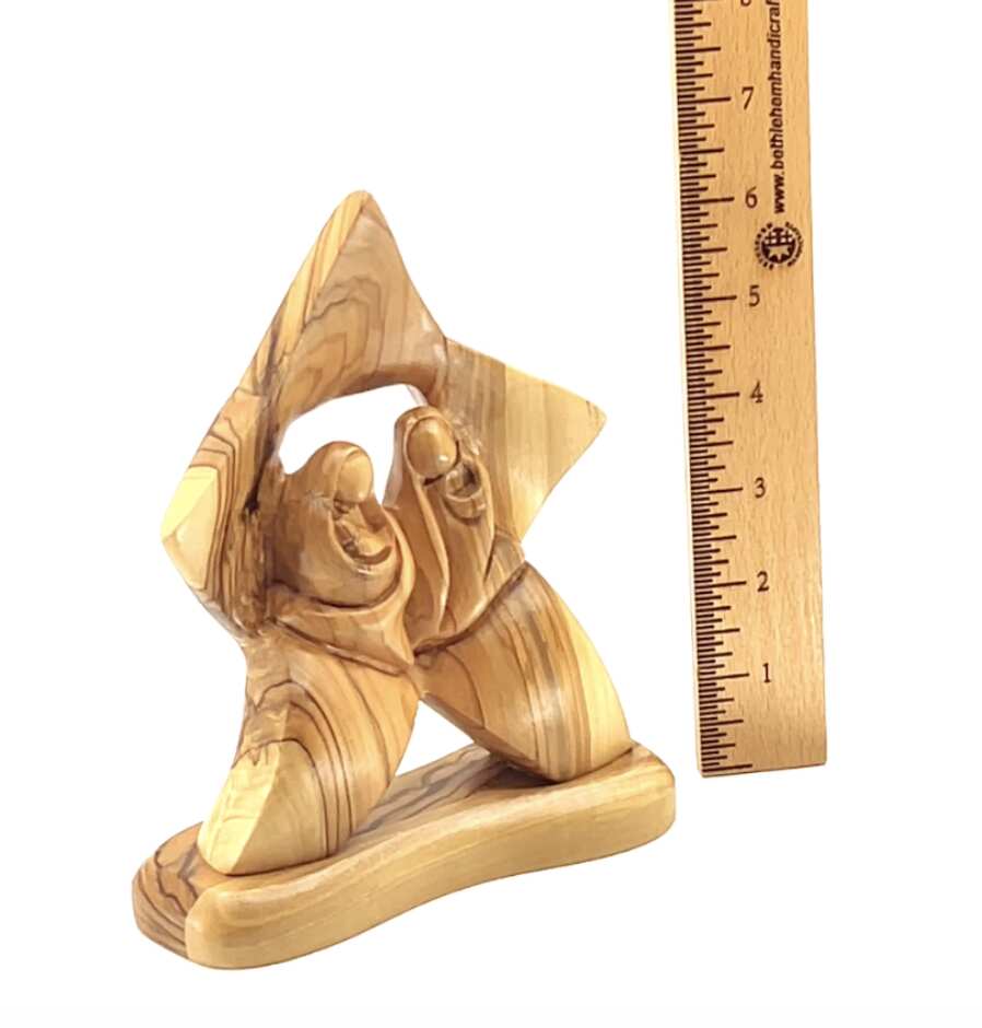 Nativity Manager Scene with The Holy Family " Star Shaped", 6.7" Olive Wood Ornament from Holy Land
