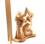 Nativity Scene with Holy Family and Star, 9.4" Manager Carving from Bethlehem Olive Wood