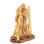 Adoring Holy Family Jesus Christ with St. Joseph and Mary Masterpiece, 13.8" Made from Olive Wood Carved Sculpture from the Holy Land